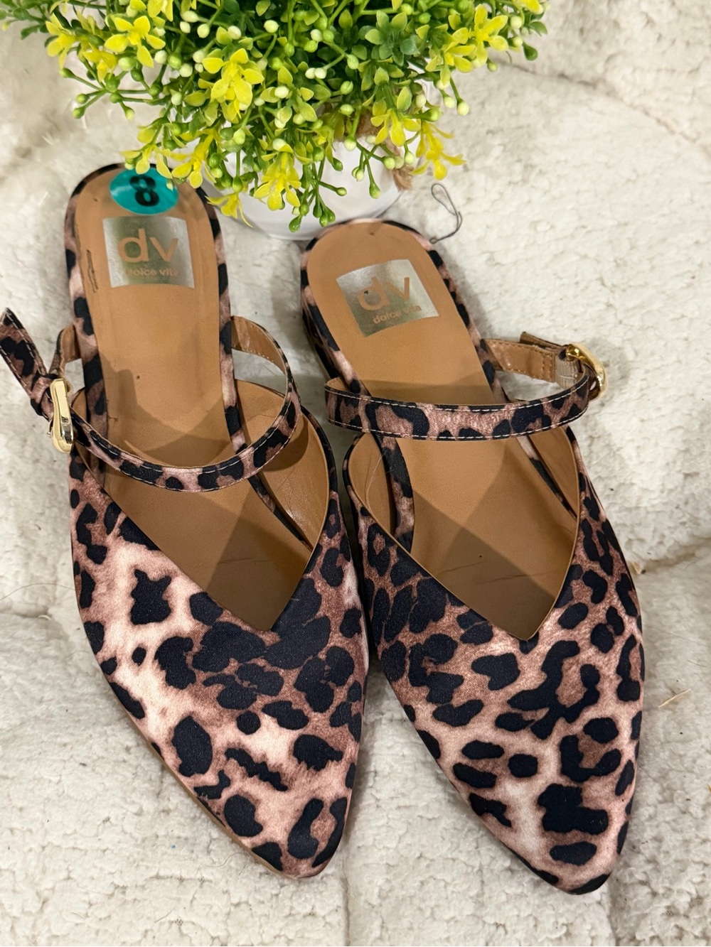 DV by Dolce Vita Leopard-Print Pointed Toe Slingback Flats - Brown/Black